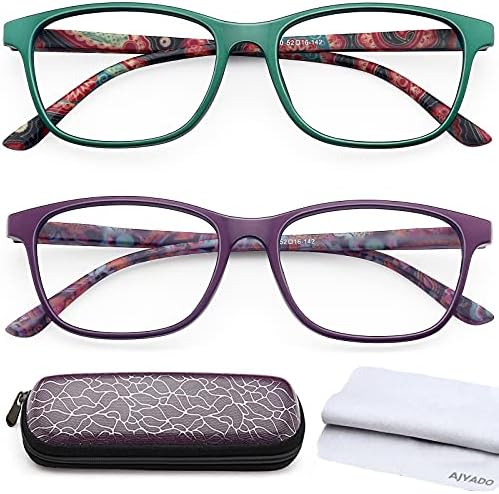 Очила за четене AJYADO със заключване синя светлина - Комплект -2 компютърни Четец с Антирефлексно покритие за Жени и Мъже