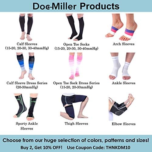 Компресия чорапи Doc Милър с отворени пръсти, за жени и за Мъже 15-20 мм живачен стълб.ст., за облекчаване на гуми в долната