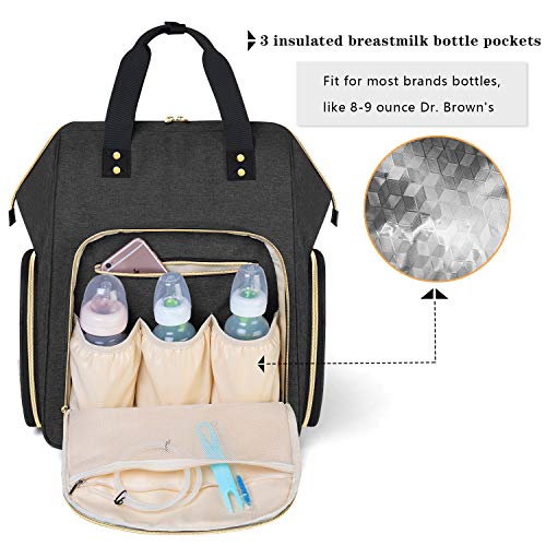 Чанта за молокоотсоса Luxja с отделения за чанти-хладилник и лаптоп Раница за молокоотсоса с джобове за шишета с кърма (подходящ за