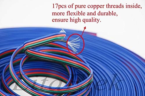 LITAELEK 20 м 65,6 фута, 4-Пинов кабел за Удължаване Led Ленти RGB Led Лента удължителен кабел DC 5 В 12 В 24 В Електронен кабел