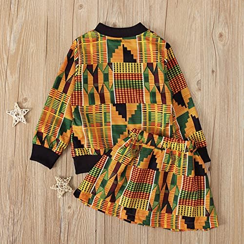 Пролетен Детски Дрехи в африка впечатлява със своя бохемски стил за малки момичета, Палто с дълги ръкави, Яке, Пола, разпечатки от 2 теми (оранжево, 12-18 месеца)
