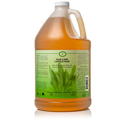 Течен Кастильское сапун Carolina Sage Lime – Сапун с зехтин, успокояващо кожата, Органично средство за измиване на тялото - Чисто