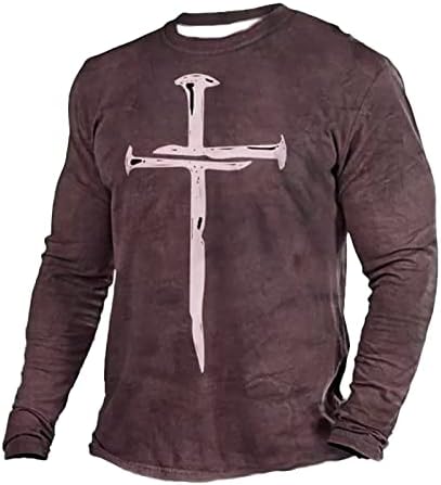 Християнски Ризи за Мъже Подарък Исус на Кръста Печат С Дълъг Ръкав Ежедневното през Цялата Средства За Грижа За Кожата на Шията