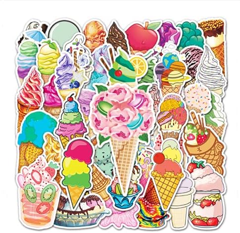 Yaroelrd 50 бр. Годишният стикер за сладолед подходящ за чайника, преносим компютър, Хладилник, Скейтборд, Мобилен телефон, Водоустойчив