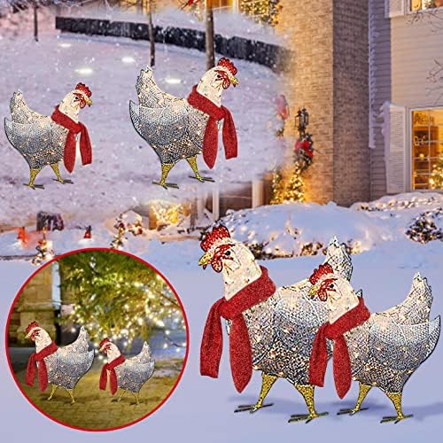 Коледен Нажежен Пиле с Шал Празнична Украса 2021 LED Коледни Външни Декорация на Коледна Украса Двор Тревата Градински Двор Арт Декор