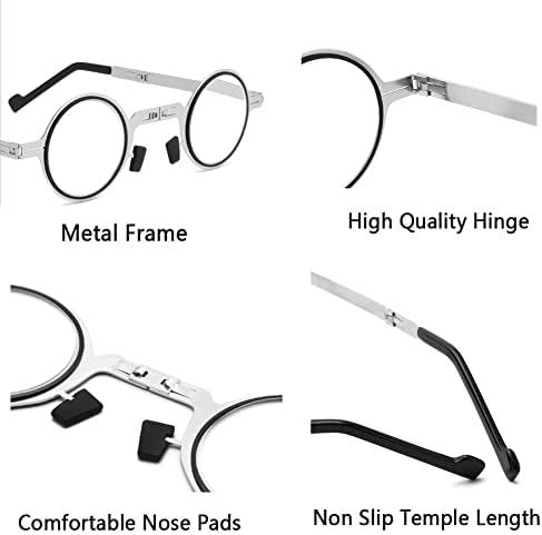 Сгъваеми Очила, Очила за четене със синя светлина, Компютърни очила за мъже и жени (Цвят: Сребрист правоъгълник, размер: 1.0)