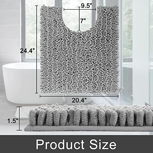 Луксозен Wooly U-образна подложка за тоалетна Yimobra, Мек Удобен контурный подложка за пода в банята, 24,4 X 20,4 инча, Нескользящий