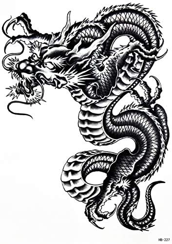 ПАРИТА Голяма Татуировка Черен Дракон Китай Карикатура Изкуство Временна Татуировка Фалшив Тялото на Гърдите Ръка на Рамото