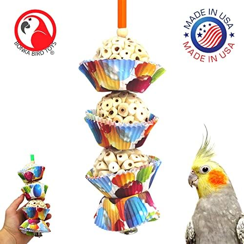 Bonka Bird Toys 1931 Три Торта Цветна Измельчающее Фураж Нежен Естествени Соловые Соколи Папагали и Други Подобни Птици