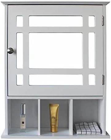 шкаф за баня с една като, три отделения за съхранение и Никелирани дръжки в Бял цвят, лесен за инсталиране.