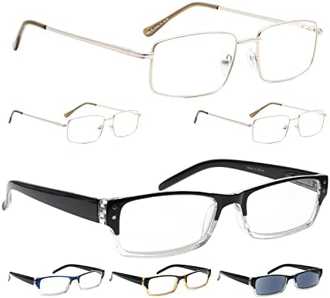 LUR 3 опаковки на метални очила за четене + 4 опаковки класически очила за четене (само 7 двойки ридеров + 1,00)