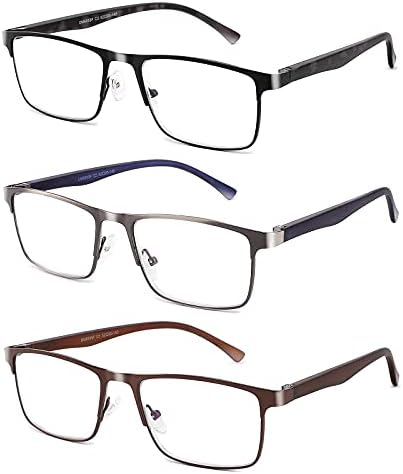 Мъжки слънчеви очила за четене CRGATV, 3 опаковки, Полнокадровые метални Очила за четене, със сини светофильтрацией, защита от uv/напрежение