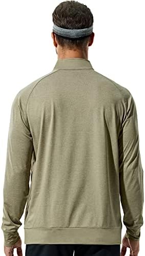 Мъжки Пуловер MIER джоб на четвърт инч UPF 50 +, Спортни Ризи за Голф, Разходки и Джогинг с Дълъг Ръкав, Лесен Руно с Начесом