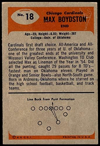 1955 Боуман 18 Макс Бойдстон Чикагские кардиналите-FB (Футболна карта) Карта Дина 5 - ТИ Кардиналите-FB