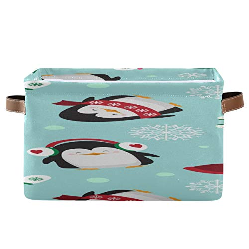 Правоъгълна Кутия За съхранение на Пингвини от Холщовой Плат с Дръжки - Квадратна Кошница за Съхранение на хавлиените Кърпи, Играчки,