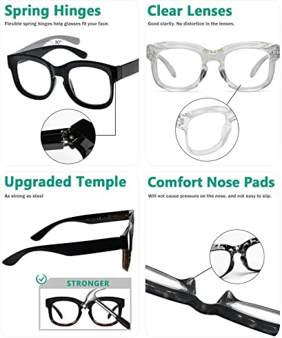 Очила с големи рамки Eyekepper за четене за жени - Очила за четене голям размер за четене - Прозрачна, +2.25