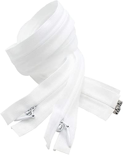 Невидими леки бели разделителни цип YKK за дрехи, занаяти и шевни проекти - Цвят: Бял - Изберете си дълъг - Произведено
