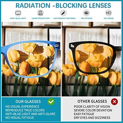 MAEOWN 6 Опаковки Очила за четене за жени и мъже, Блокер Синя Светлина и Предпазват от ултравиолетовите Отблясъци Компютърни Ридеры с Пружинным