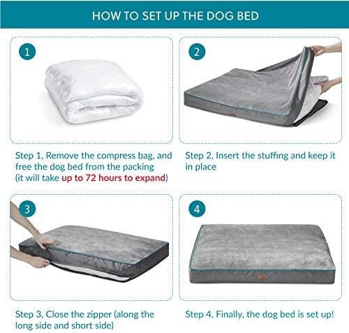 Bedsure Водоустойчиви Възглавници за кучета Meidum Dogs - Легло за куче от среден размер с тегло до 50 килограма с Подвижен Миещ се Калъф,