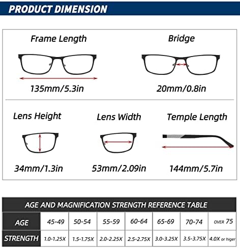JJWELL 4 опаковки Очила за четене за мъже с блокиране на синя светлина, Метални Полнокадровые Ридеры за мъже, Защита от пренапрежение