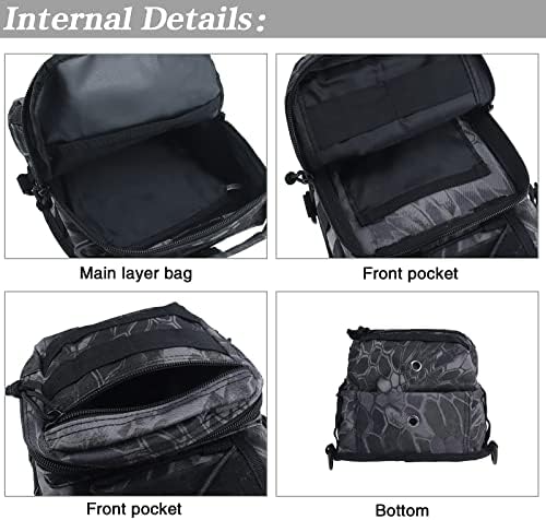 LIMHOO Тактическа чанта-прашка, Раница, Чанта през рамо с нашивкой хартата на САЩ (черен питон)