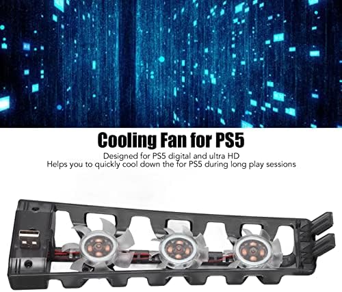 Вентилатор за охлаждане на игралната конзола за PS5, както на диск, така и за цифрови издания, Вградени 3 вентилатора за охлаждане, Ниско