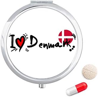 Аз Обичам Дания Дума Флаг Любов Сърцето Илюстрация Калъф За Хапчета В Джоба Кутия За Съхранение На Лекарства Контейнер Опаковка