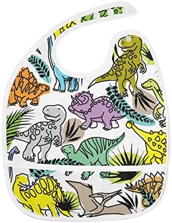 Emelivor/ Бебешки Лигавници с Анимационни Динозавром и Тропическо растение за Малки момчета и момичета, Лигавници за хранене,
