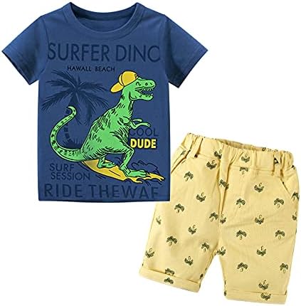 Дрехи за малките Момчета, Мода Лято Памучен Дрехи за деца, Тениска с къс ръкав и къси Панталони, Комплекти Детски Плажни дрехи от 2 теми