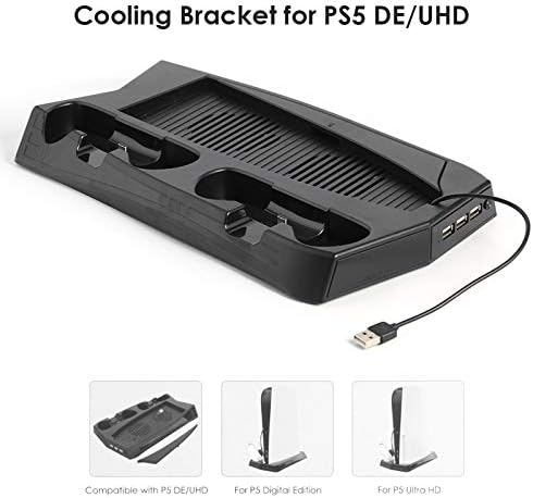 YCGSHOP зарядно устройство за PS5 Pro с охлаждащ вентилатор, Док-станция за зареждане с двама ръководители Insten PS5 в вертикална стойка