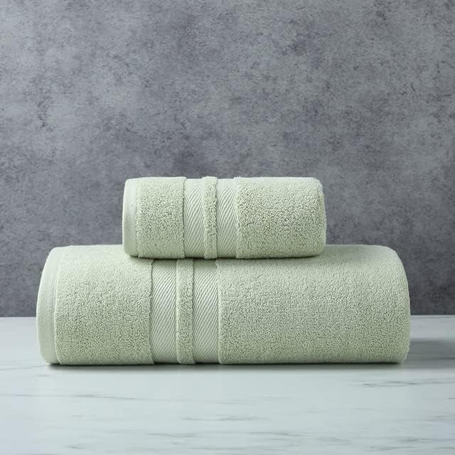 Комплект памучни кърпи / хавлии WSSBK, кърпи за баня 70x140 см, кърпи за лице за възрастни, Сгъстено Обикновена розово-Сини