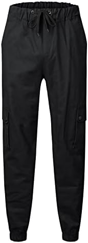 WYBAXZ Мъжка Мода за Свободното време Спорт Плътен Цвят Джобен Вратовръзка Гащеризон панталони Панталони 4 Години