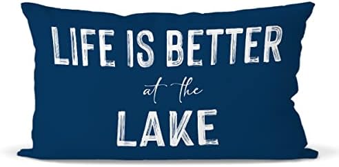 Животът на езерото е по-Добре, Калъфки за възглавници, Начало Декор за Спалня, Хол, Калъфка за възглавница за Пейка на Верандата на Къщата до Езерото, Подаръци за люб
