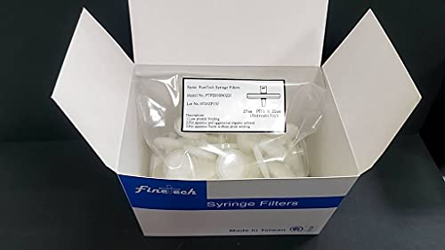 Хидрофобен шприцевые филтри от PTFE с Диаметър от 13 мм, с размер на порите 0,45 μm за лаборатория за филтриране на Finetech (опаковка по
