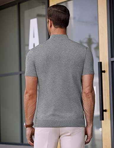 COOFANDY/Мъжки Пуловер с имитация на Turtlenecks, Обикновена Тениска с Къс ръкав, Основни Плетени Пуловери Приталенного Намаляване,