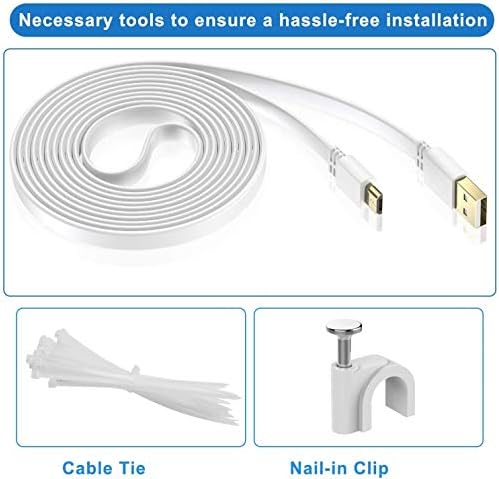 Захранващ кабел Elebase Micro USB 30 Фута (3 опаковки), Плосък кабел за зареждане Micro USB, Зарядно устройство за Wyze Cam Pan V3, Yi Cam,