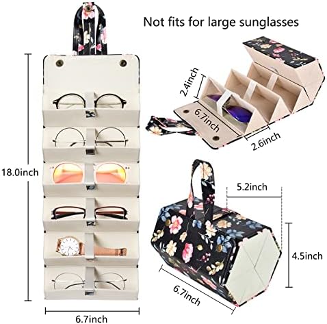 MEGREZ Кутия-Органайзер за Слънчеви Очила с 6 Слота, Сгъваем Калъф за Очила от Изкуствена Кожа, Преносим Калъф за Слънчеви