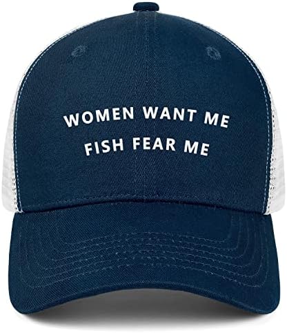 Дамски Шапка Want Me Fish Fear Me за мъже, Смешни Шапки за шофьори на камиони с Окунем, Идеална Шапка за подаръци, Черна