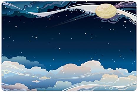 Лунен Фантазийный подложка за домашни за храна и вода, Сюрреалистичное Лунно Нощно Небе със Звезди и Мечти, Облаците, Вълшебна