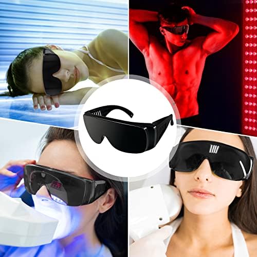 Очила за терапия с червена светлина floxgino, очила за слънчеви бани, черни точки, защита на очите за терапия с червена светлина 150-2200 нм Благодарение на ультралегкой ра?