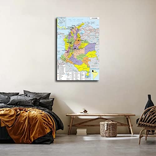 Геополитическа карта на Колумбия Плакат Печат върху платно Стенно Изкуство Модерен Клас Кухня, Спалня Естетически Украса на Стаята