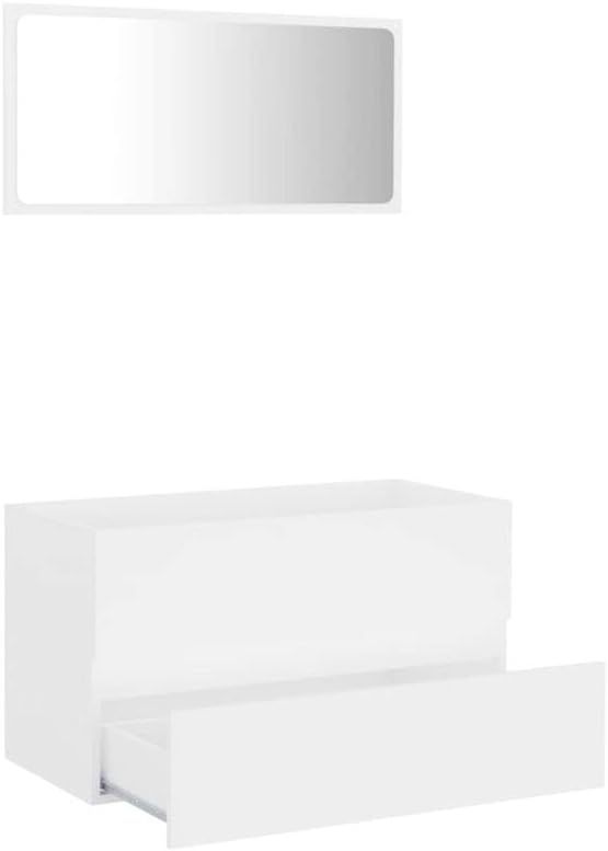 n/a 35,4 X 15,2 X 17,7 Шкаф за баня, комплект огледала за баня, Шкаф с чекмеджета Черно-бели мебели за баня (Цвят: черен)