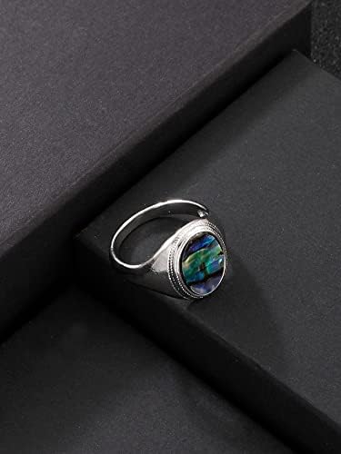 Пръстени за жени и мъже, овална декоративна пръстен (цвят: сребърен размер: 12)