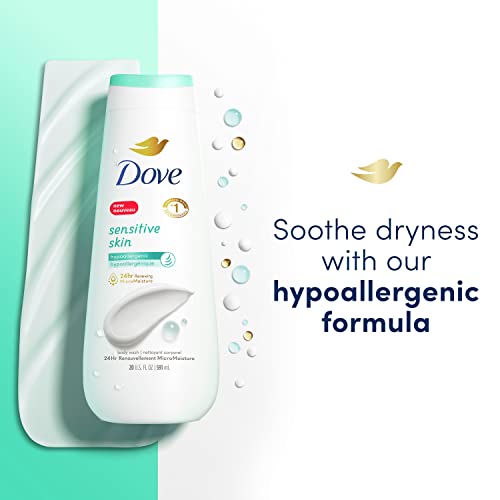 Препарат за измиване на тяло на Dove За чувствителна кожа 2 порции Хипоалергичен средство за измиване на тялото без сулфати Ефективно