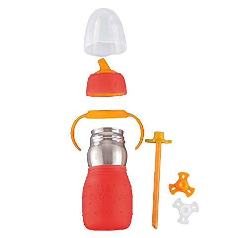 Kid Basix Safe Sippy 2, Чаша от неръждаема стомана за бебета / деца, С флип от капака или соломинкой, Могат да се мият в съдомиялна машина,