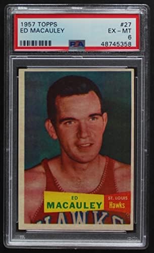 1957 Topps # 27 Ед Маколи Сейнт Луис Хоукс (Баскетболно карта) PSA PSA 6.00 Хоукс Сейнт Луис