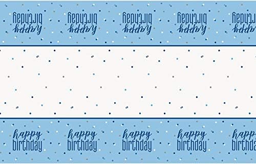 Уникална Пластмасова Капачка за плот 83593 Blue Dots за Рожден Ден, за Еднократна употреба 54 x 84 | 1 бр, Happy