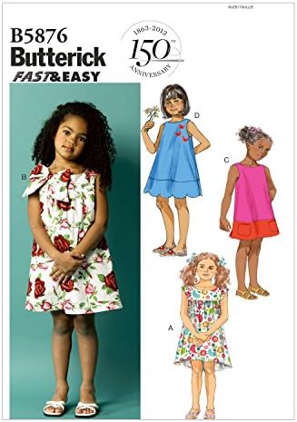 Шаблони за шиене на детски рокли BUTTERICK PATTERNS B5876 за деца, Размерът на КК