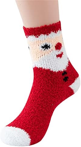 MIASHUI Коледни Чорапи За Момичета, Топли Коледни Модни Ветроупорен Чорапи с Принтом, Дълги Памучни Чорапи за Жени