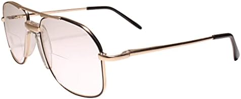 Класически Реколта Квадратни Златни Авиаторские Очила за четене на 80-те години с Бифокальными стъкла 1.25 за четене